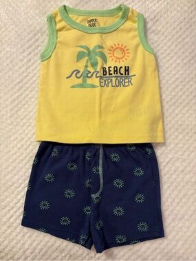 Garanimals Yellow & Navy Beach Explorer Kids Matching Set &DAPPER DUDE 24 months